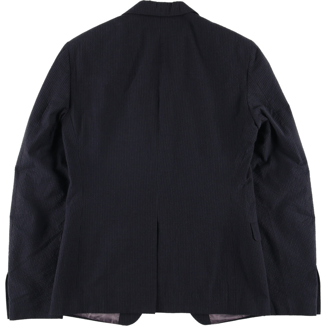 Calvin Klein CK seersucker peak lapel striped wool tailored jacket, men's size small cotton Charcoal Vintage Second Hand