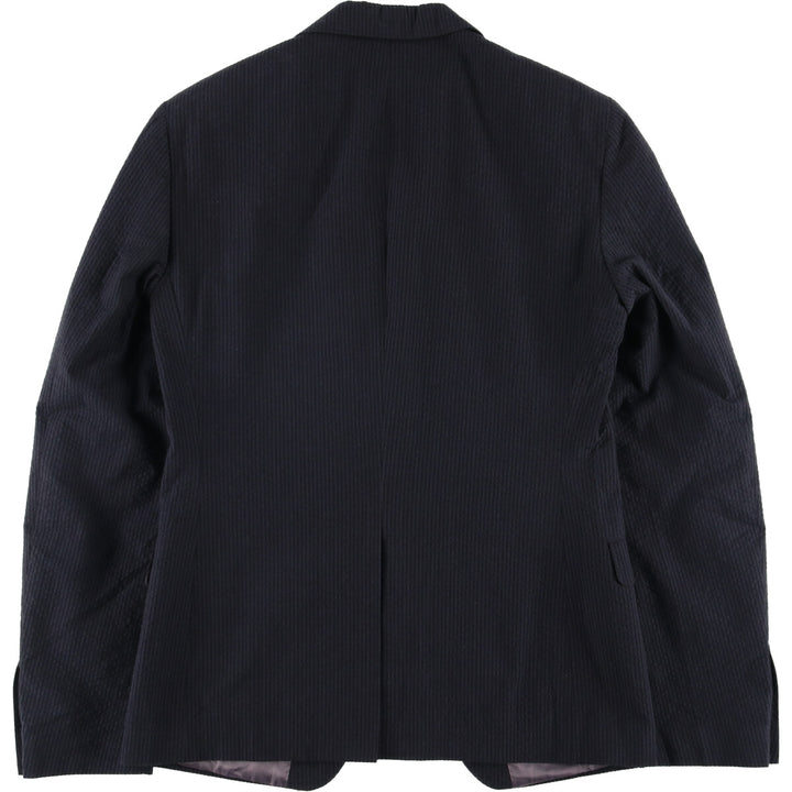 Calvin Klein CK seersucker peak lapel striped wool tailored jacket, men's size small cotton Charcoal Vintage Second Hand