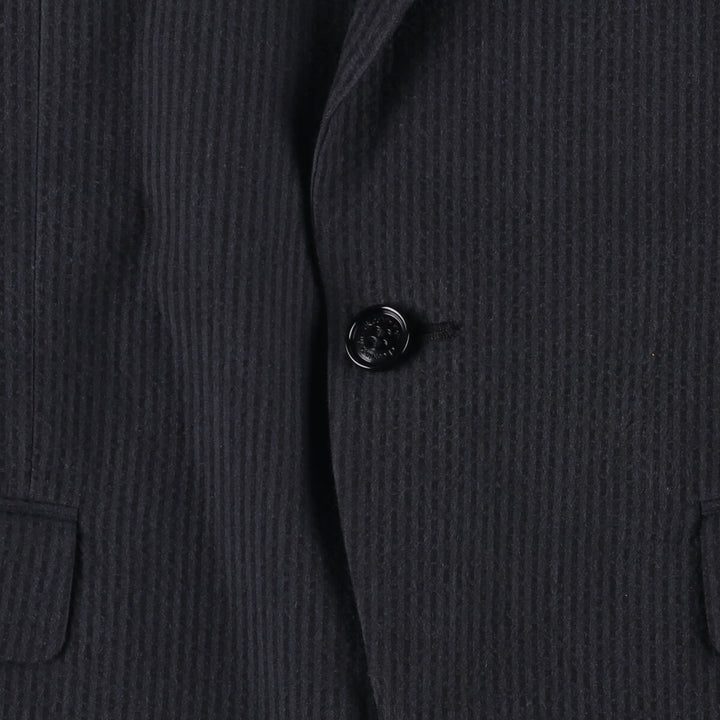 Calvin Klein CK seersucker peak lapel striped wool tailored jacket, men's size small cotton Charcoal Vintage Second Hand