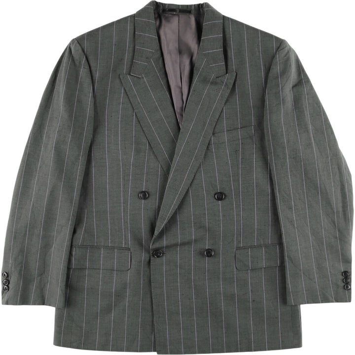 Yves Saint Laurent Diffusion Homme Double-Pressed Peak Lapel Stripe Pattern Tailored Jacket, Men's Size L unclear Khaki type Vintage Second Hand