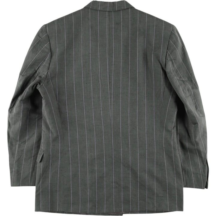 Yves Saint Laurent Diffusion Homme Double-Pressed Peak Lapel Stripe Pattern Tailored Jacket, Men's Size L unclear Khaki type Vintage Second Hand
