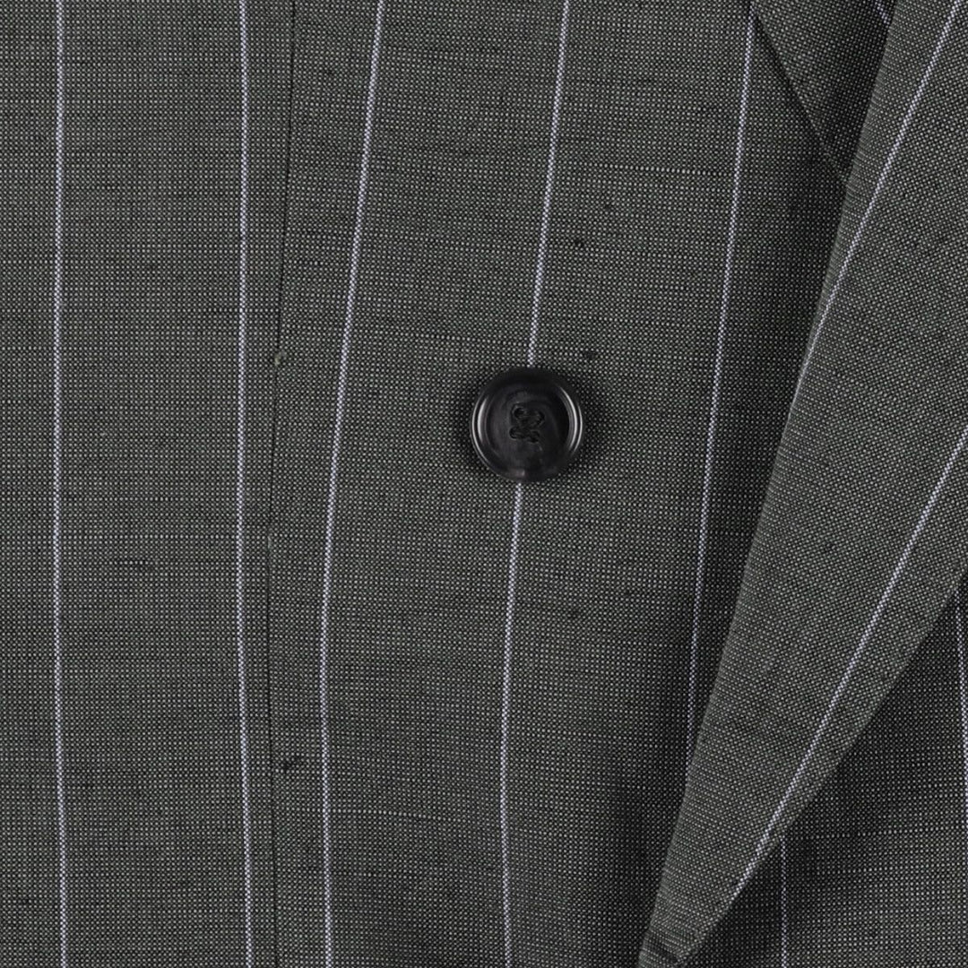 Yves Saint Laurent Diffusion Homme Double-Pressed Peak Lapel Stripe Pattern Tailored Jacket, Men's Size L unclear Khaki type Vintage Second Hand