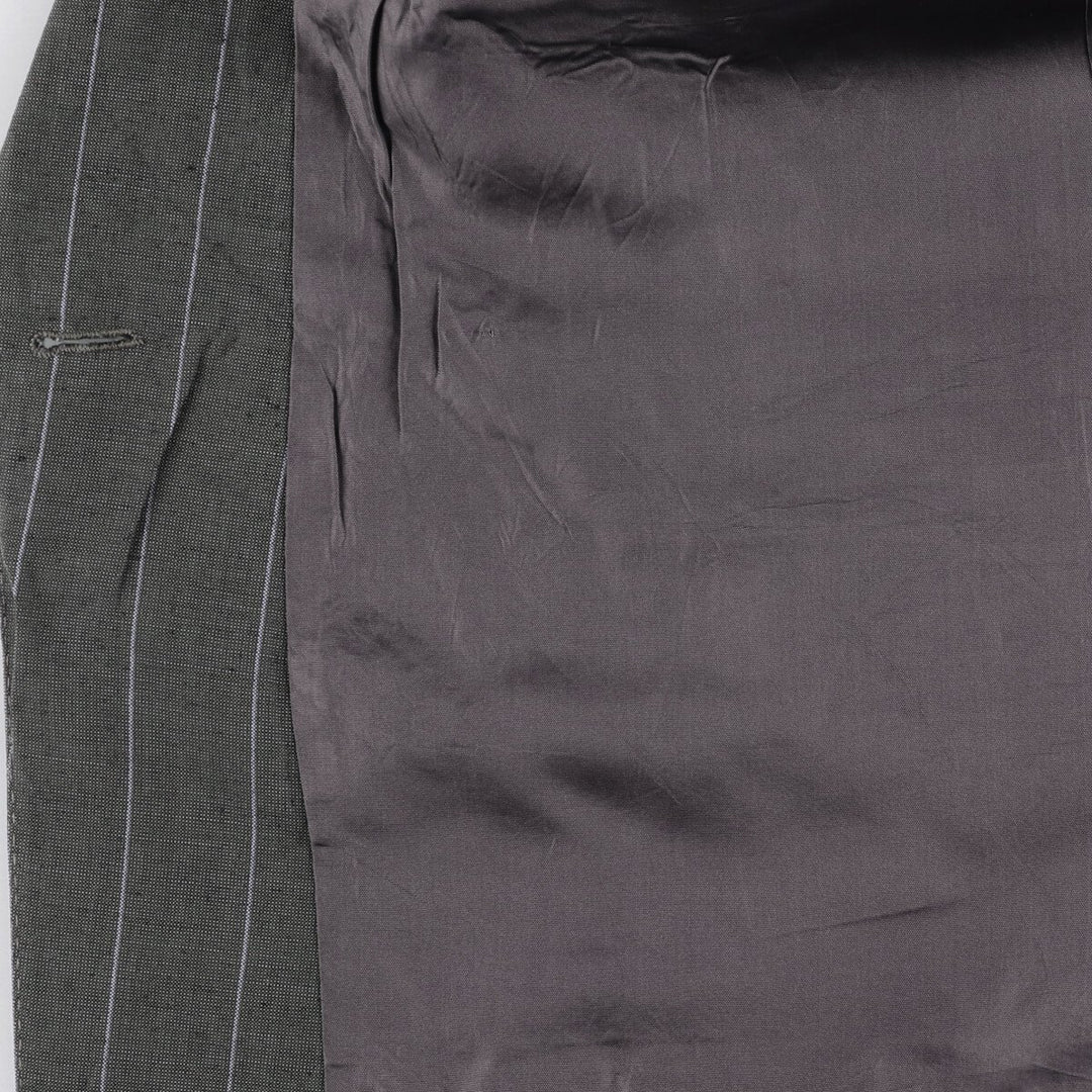 Yves Saint Laurent Diffusion Homme Double-Pressed Peak Lapel Stripe Pattern Tailored Jacket, Men's Size L unclear Khaki type Vintage Second Hand