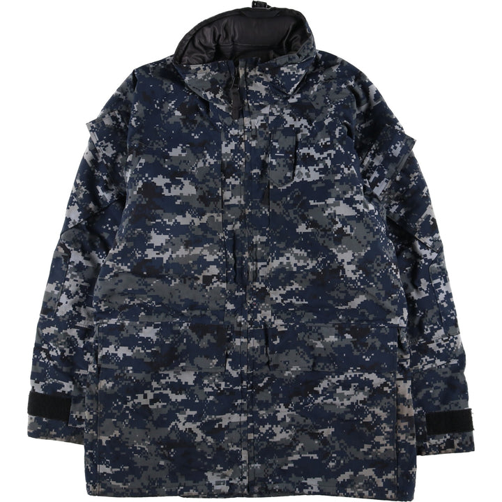 Authentic 2000'S US Navy Camouflage Pattern NWU Digital Camo Gore-Tex Parka, Made in USA, Small Regular, Men's Size Small Nylon navy blue type Vintage Second Hand