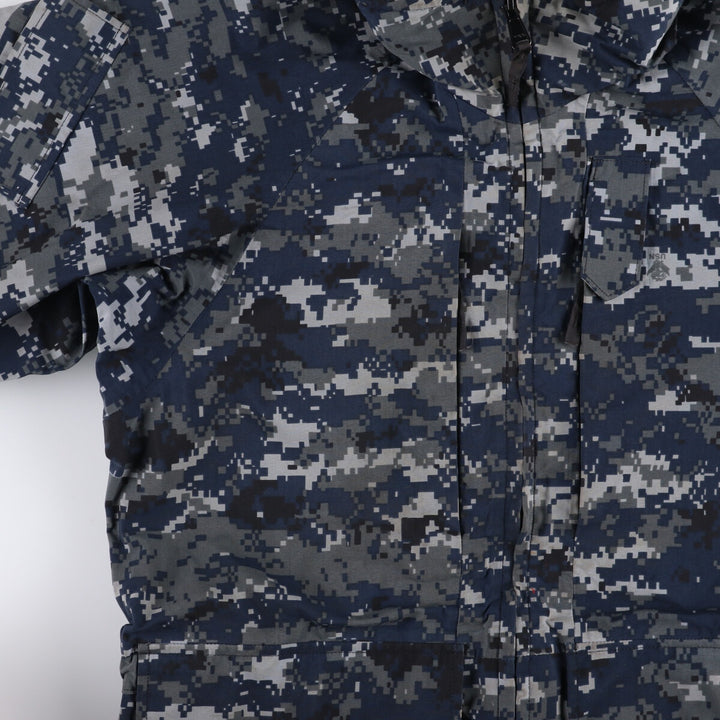 Authentic 2000'S US Navy Camouflage Pattern NWU Digital Camo Gore-Tex Parka, Made in USA, Small Regular, Men's Size Small Nylon navy blue type Vintage Second Hand