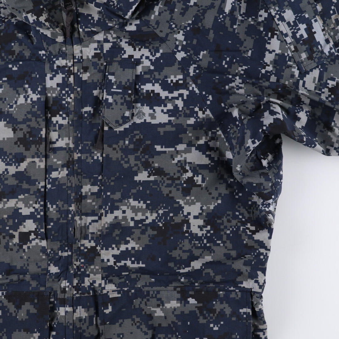 Authentic 2000'S US Navy Camouflage Pattern NWU Digital Camo Gore-Tex Parka, Made in USA, Small Regular, Men's Size Small Nylon navy blue type Vintage Second Hand