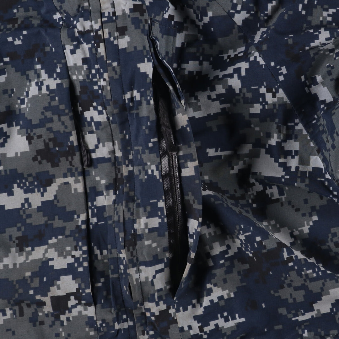 Authentic 2000'S US Navy Camouflage Pattern NWU Digital Camo Gore-Tex Parka, Made in USA, Small Regular, Men's Size Small Nylon navy blue type Vintage Second Hand