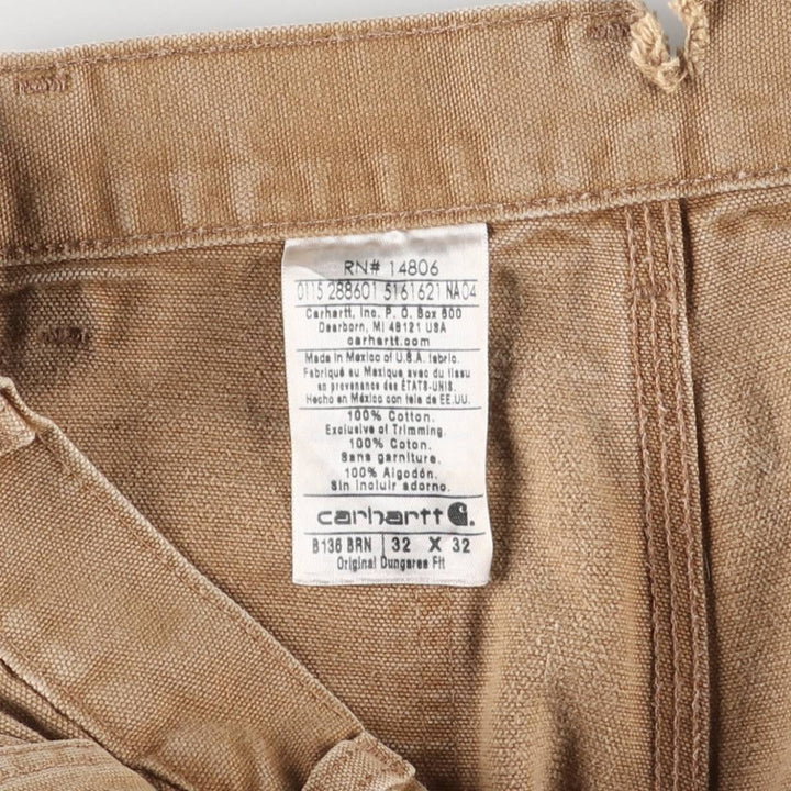 Carhartt Dungaree Fit Double Knee Duck Painter Pants Men's W31 equivalent cotton beige type brown Vintage Second Hand