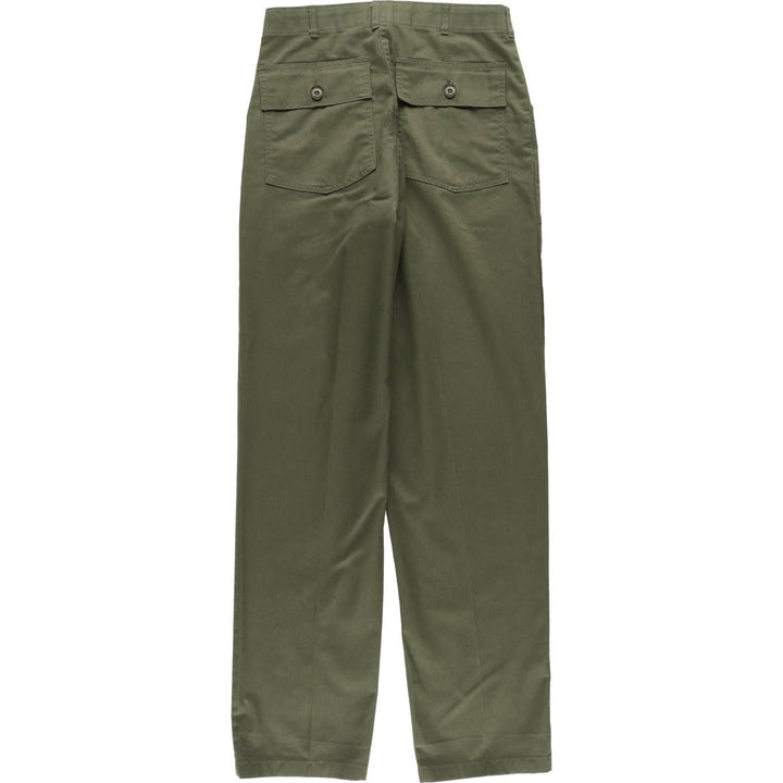 1980'S US military genuine military baker pants made in USA, men's w30 equivalent polyester Khaki type Vintage Second Hand