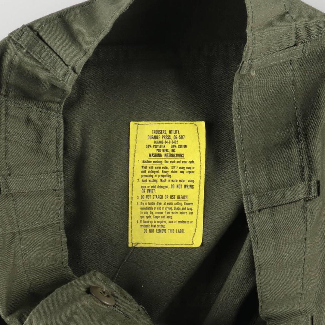 1980'S US military genuine military baker pants made in USA, men's w30 equivalent polyester Khaki type Vintage Second Hand