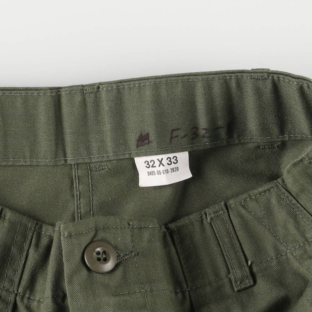 1980'S US military genuine military baker pants made in USA, men's w30 equivalent polyester Khaki type Vintage Second Hand