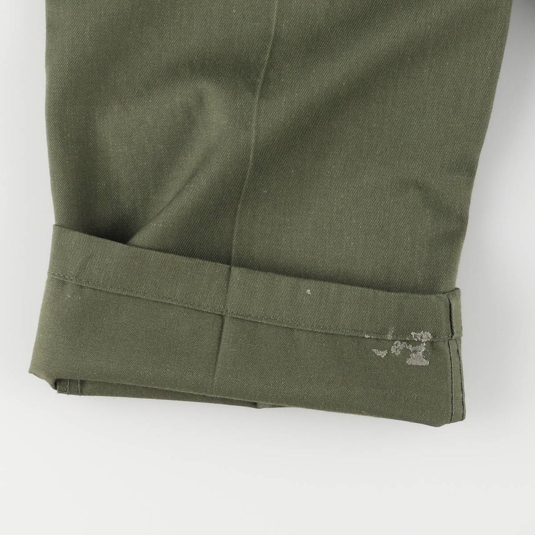 1980'S US military genuine military baker pants made in USA, men's w30 equivalent polyester Khaki type Vintage Second Hand