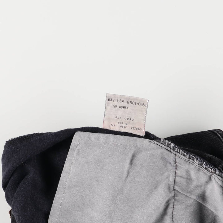 90'S Levi's 6501-0660 Black Denim Straight Denim Pants Made in USA Women's L (w28) Vintage cotton black type Vintage Second Hand