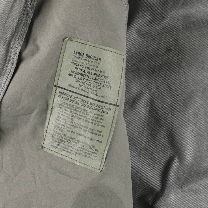Authentic US military USAIR FORCE APECS Camouflage Pattern ABU Digital Tiger Camo Military Gore-Tex Parka, Made in USA, Large Regular Nylon Khaki type Vintage Second Hand