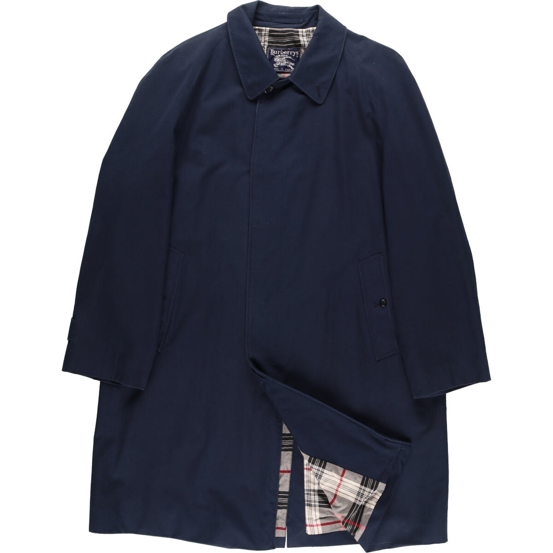 Burberry's 100% cotton Balmacaan coat, made in England, men's size XL cotton navy blue type Vintage Second Hand
