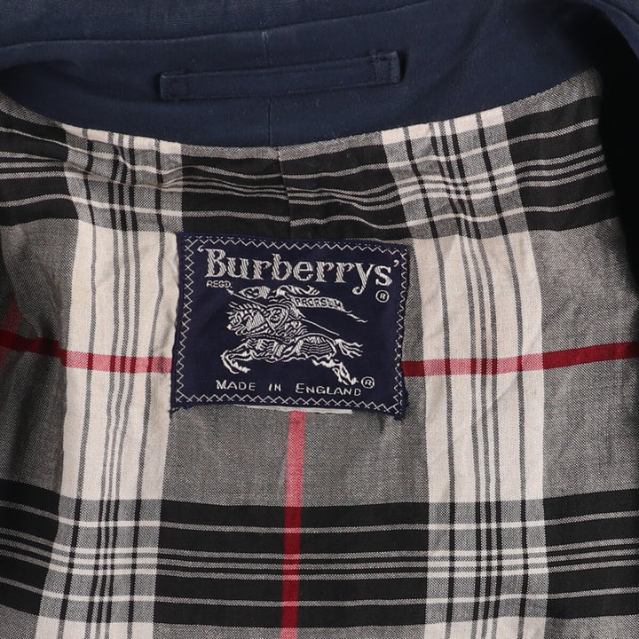 Burberry's 100% cotton Balmacaan coat, made in England, men's size XL cotton navy blue type Vintage Second Hand