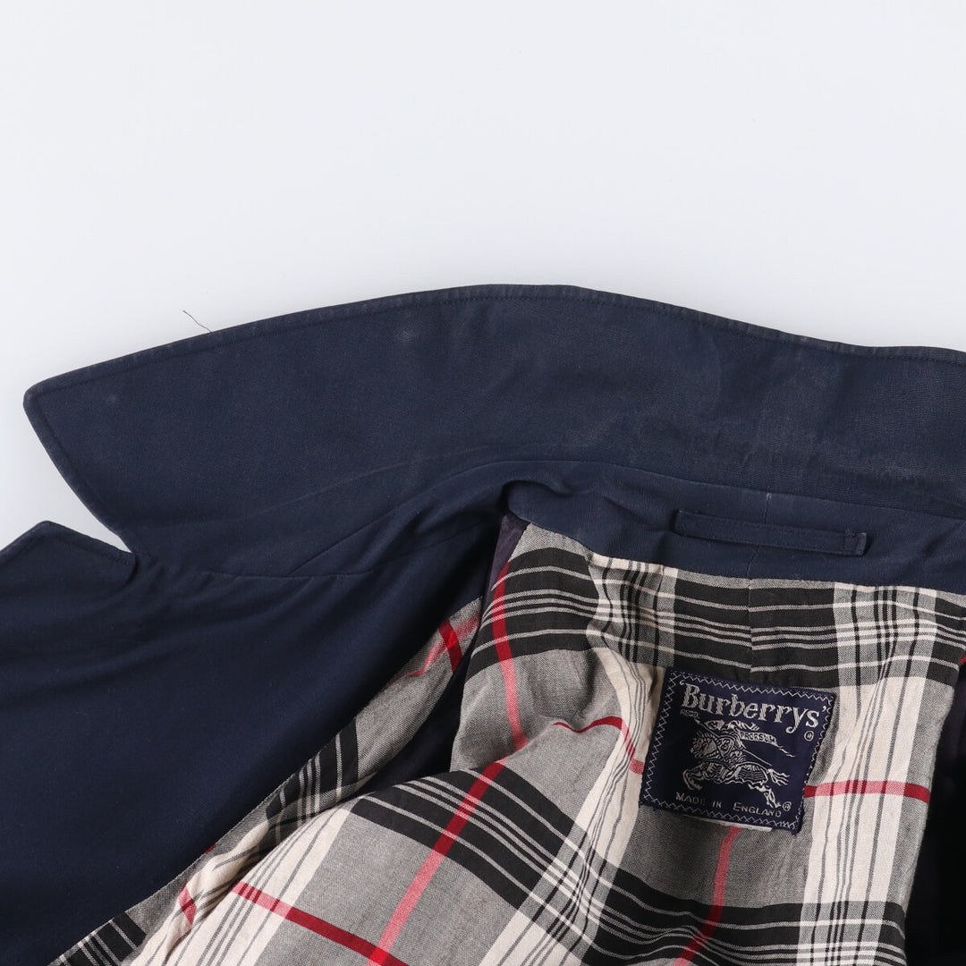 Burberry's 100% cotton Balmacaan coat, made in England, men's size XL cotton navy blue type Vintage Second Hand