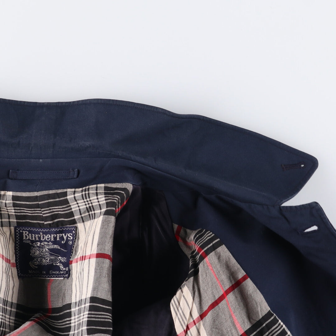 Burberry's 100% cotton Balmacaan coat, made in England, men's size XL cotton navy blue type Vintage Second Hand