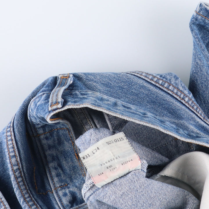 90'S Levi's 501-0115 Straight Denim Pants, Made in USA, Men's, W30, Vintage cotton blue type Vintage Second Hand