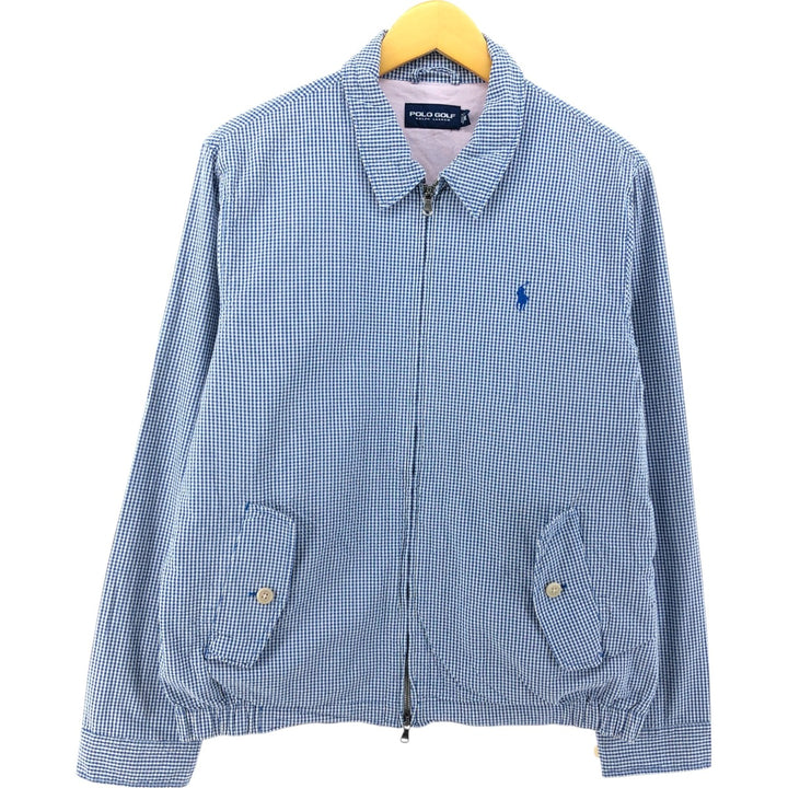 Ralph Lauren POLO GOLF Gingham Check Swing Top Sports Jacket Men's M unclear Blue type light blue Vintage Second Hand