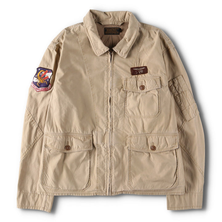 00'S Ralph Lauren Summer Flight Jacket M-421B Military Flight Jacket Men's XL cotton Beige type Vintage Second Hand