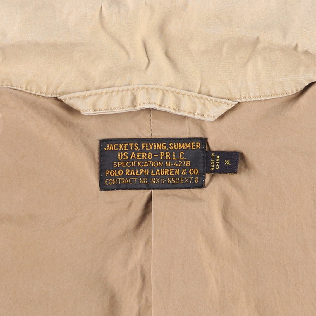 00'S Ralph Lauren Summer Flight Jacket M-421B Military Flight Jacket Men's XL cotton Beige type Vintage Second Hand