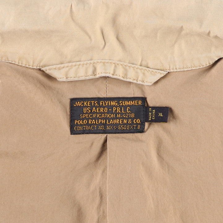 00'S Ralph Lauren Summer Flight Jacket M-421B Military Flight Jacket Men's XL cotton Beige type Vintage Second Hand