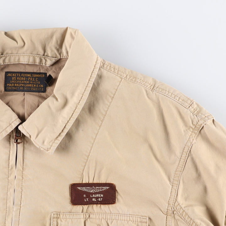 00'S Ralph Lauren Summer Flight Jacket M-421B Military Flight Jacket Men's XL cotton Beige type Vintage Second Hand