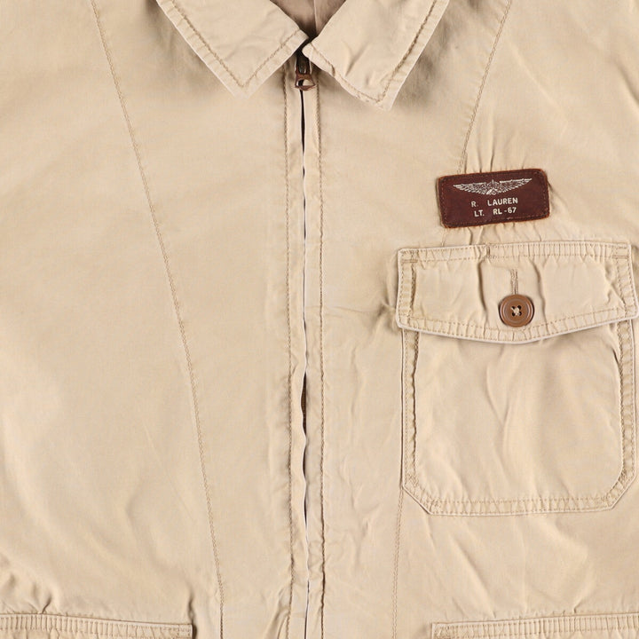 00'S Ralph Lauren Summer Flight Jacket M-421B Military Flight Jacket Men's XL cotton Beige type Vintage Second Hand