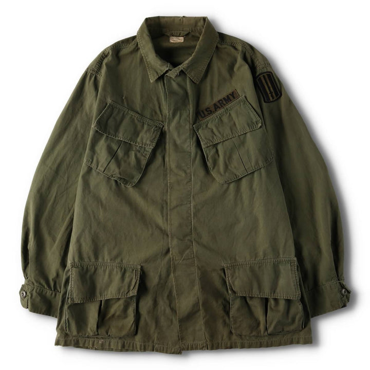 60'S US Military Jungle Fatigue 3rd Transitional Military Jacket Small-Long Men's S Size Vintage cotton Khaki type Vintage Second Hand