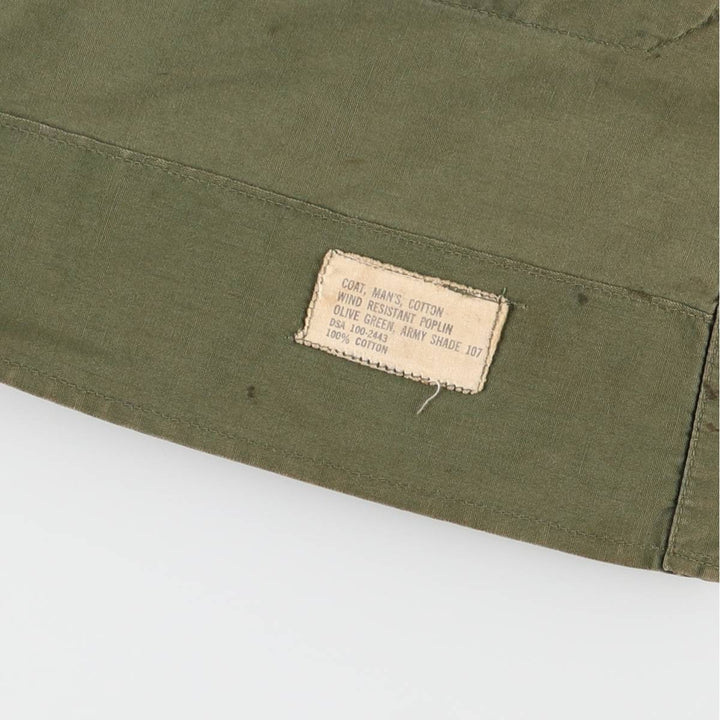 60'S US Military Jungle Fatigue 3rd Transitional Military Jacket Small-Long Men's S Size Vintage cotton Khaki type Vintage Second Hand