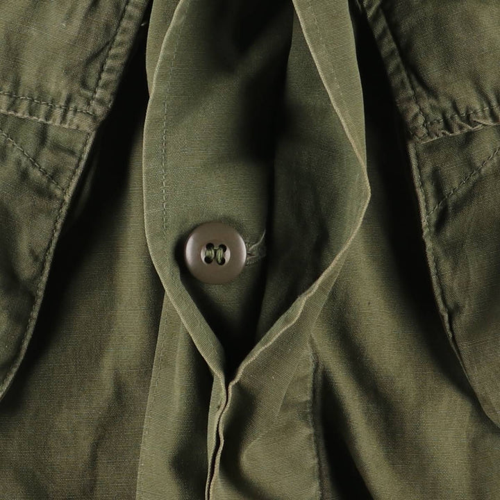 60'S US Military Jungle Fatigue 3rd Transitional Military Jacket Small-Long Men's S Size Vintage cotton Khaki type Vintage Second Hand