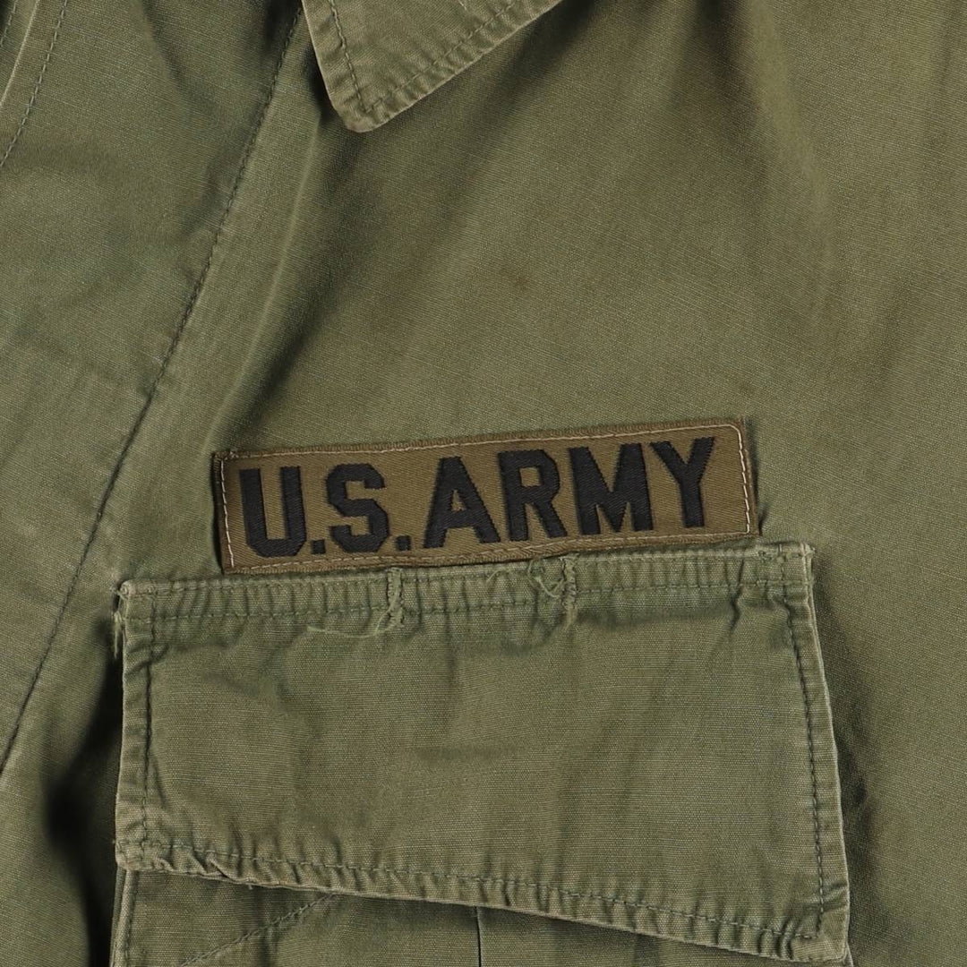60'S US Military Jungle Fatigue 3rd Transitional Military Jacket Small-Long Men's S Size Vintage cotton Khaki type Vintage Second Hand
