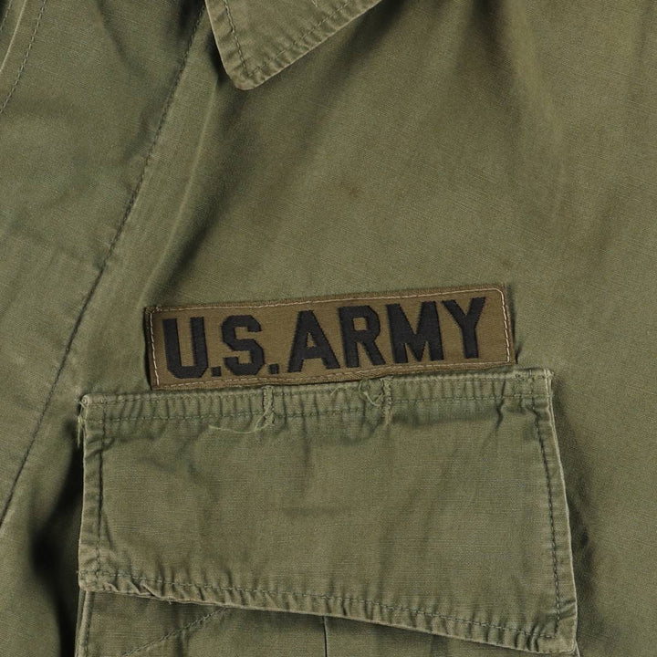 60'S US Military Jungle Fatigue 3rd Transitional Military Jacket Small-Long Men's S Size Vintage cotton Khaki type Vintage Second Hand