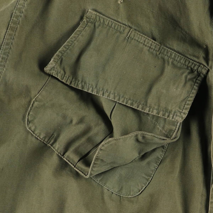 60'S US Military Jungle Fatigue 3rd Transitional Military Jacket Small-Long Men's S Size Vintage cotton Khaki type Vintage Second Hand