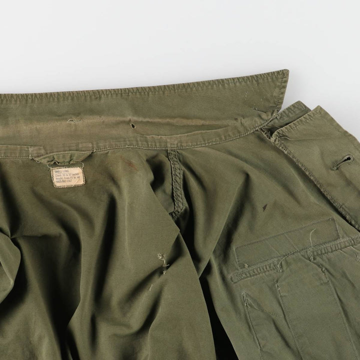 60'S US Military Jungle Fatigue 3rd Transitional Military Jacket Small-Long Men's S Size Vintage cotton Khaki type Vintage Second Hand
