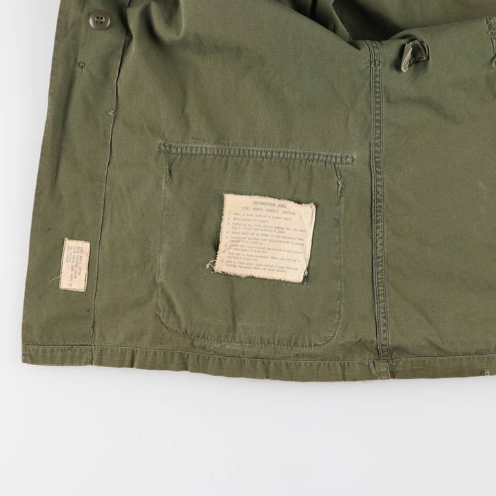 60'S US Military Jungle Fatigue 3rd Transitional Military Jacket Small-Long Men's S Size Vintage cotton Khaki type Vintage Second Hand