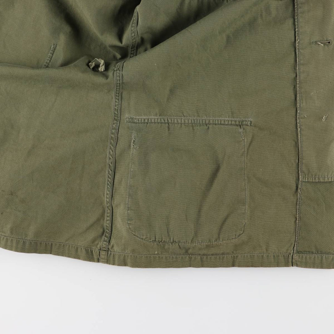60'S US Military Jungle Fatigue 3rd Transitional Military Jacket Small-Long Men's S Size Vintage cotton Khaki type Vintage Second Hand