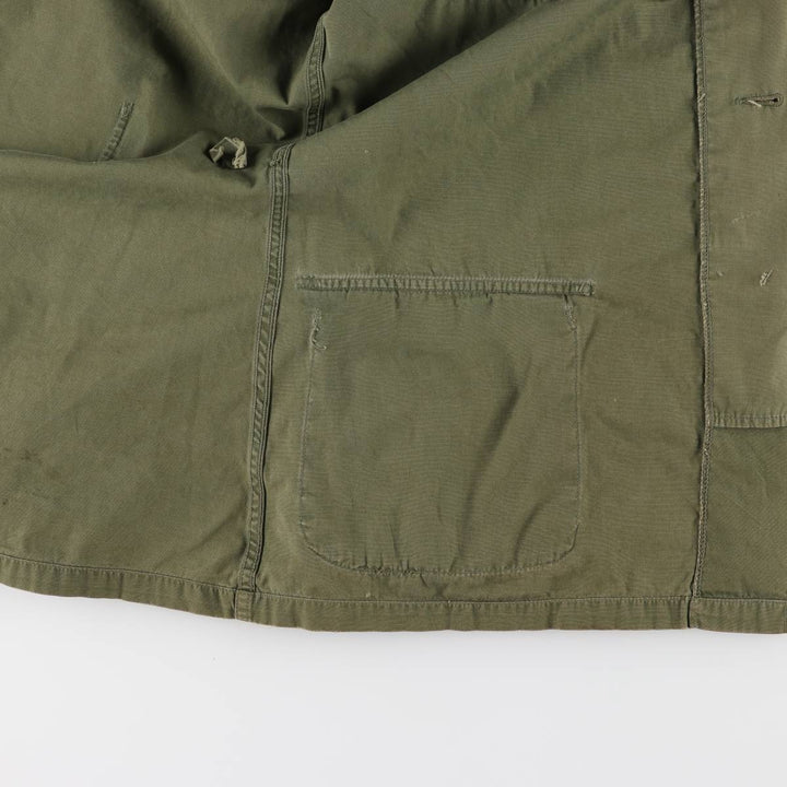 60'S US Military Jungle Fatigue 3rd Transitional Military Jacket Small-Long Men's S Size Vintage cotton Khaki type Vintage Second Hand