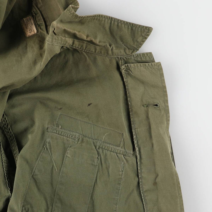 60'S US Military Jungle Fatigue 3rd Transitional Military Jacket Small-Long Men's S Size Vintage cotton Khaki type Vintage Second Hand