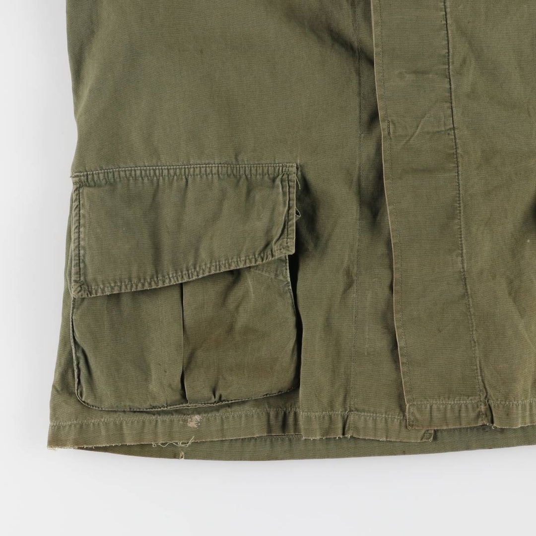 60'S US Military Jungle Fatigue 3rd Transitional Military Jacket Small-Long Men's S Size Vintage cotton Khaki type Vintage Second Hand
