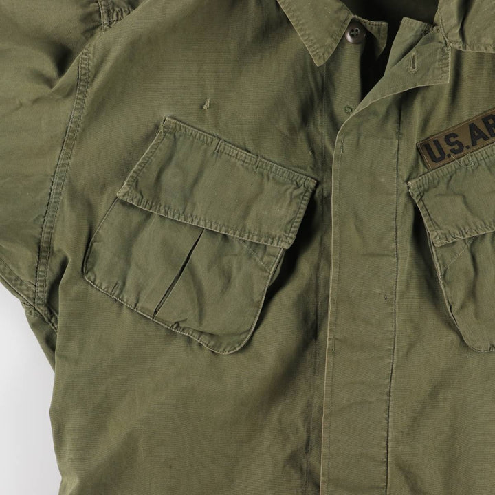 60'S US Military Jungle Fatigue 3rd Transitional Military Jacket Small-Long Men's S Size Vintage cotton Khaki type Vintage Second Hand