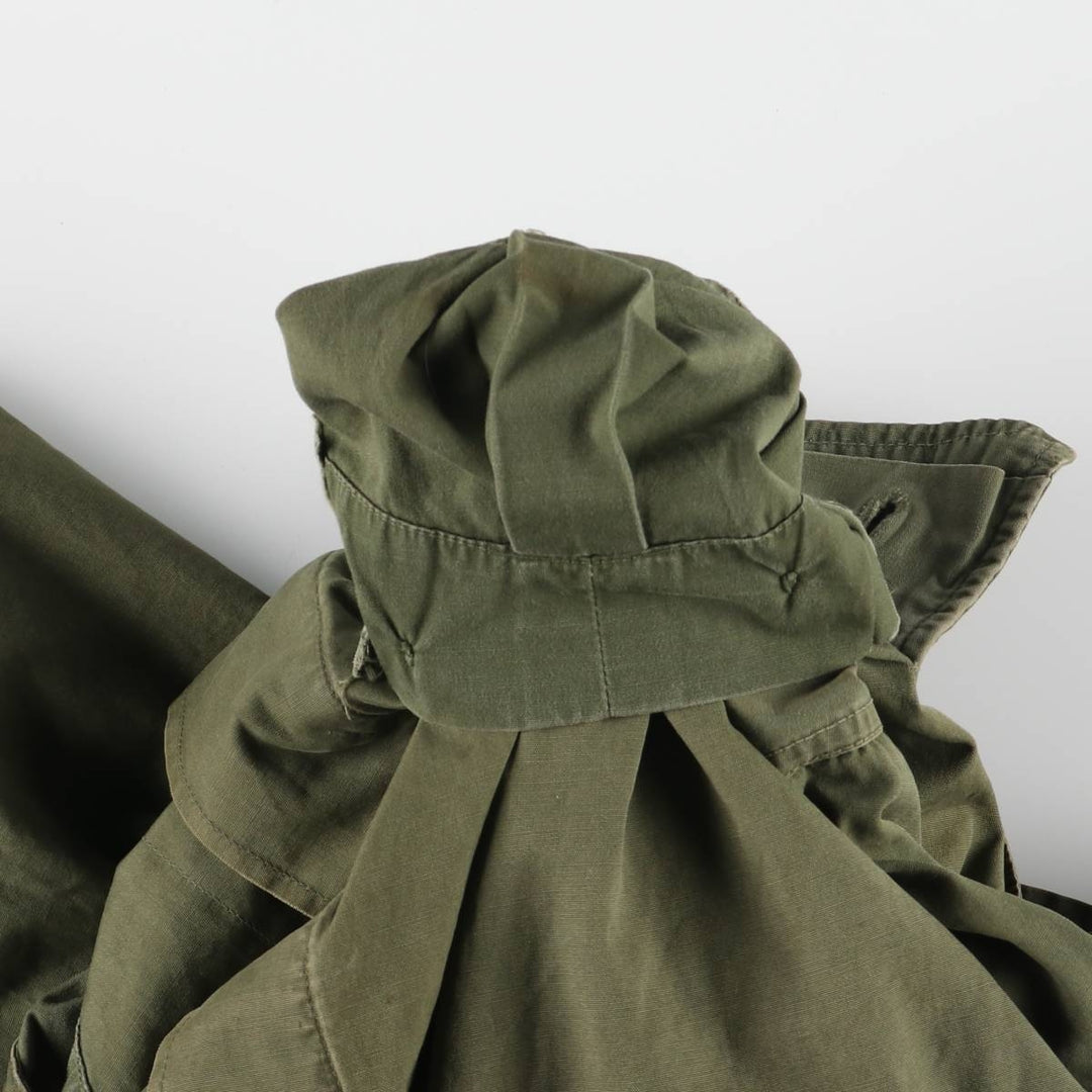 60'S US Military Jungle Fatigue 3rd Transitional Military Jacket Small-Long Men's S Size Vintage cotton Khaki type Vintage Second Hand