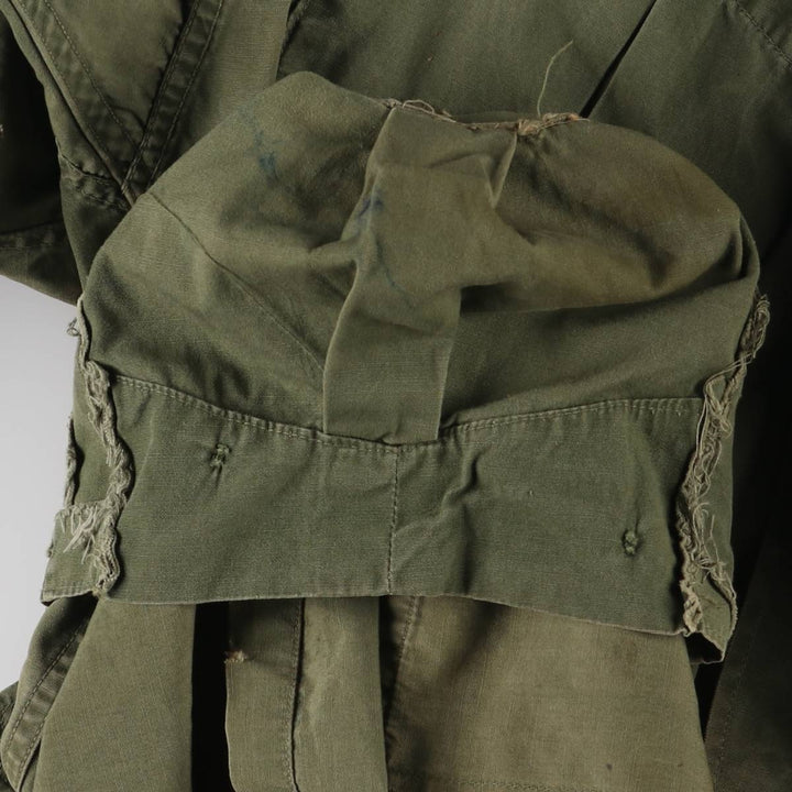 60'S US Military Jungle Fatigue 3rd Transitional Military Jacket Small-Long Men's S Size Vintage cotton Khaki type Vintage Second Hand