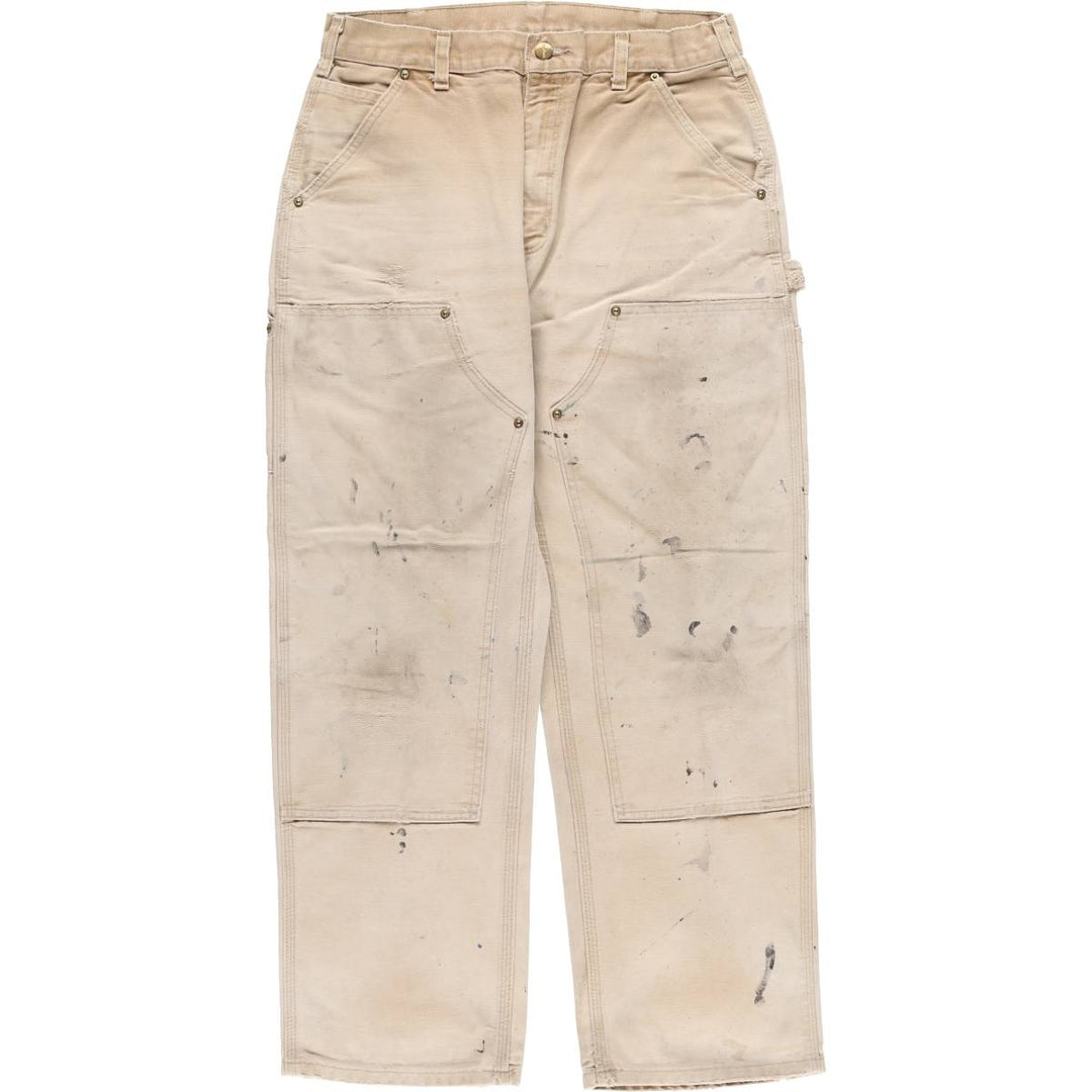 00'S Carhartt Dungaree Fit Double Knee Duck Painter Pants Men's W33 equivalent cotton Beige type Vintage Second Hand