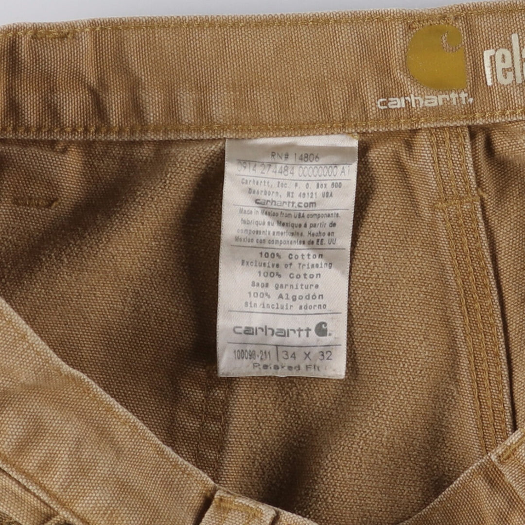 Carhartt Relaxed Fit Double Knee Duck Painter Pants for Men, W34 cotton ocher yellow type Vintage Second Hand