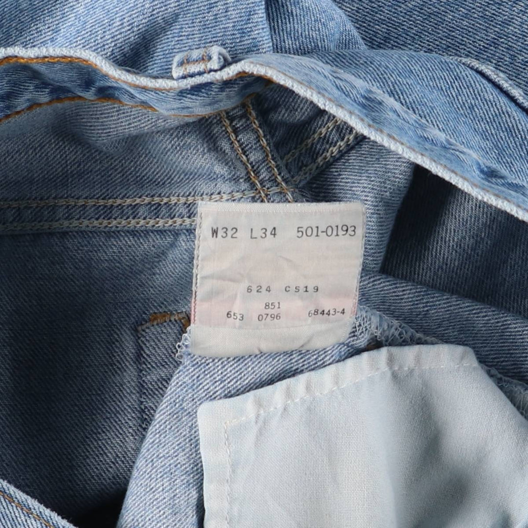 90'S Levi's 501-0193 Straight Denim Pants Made in USA Men's W31 Vintage cotton blue type Vintage Second Hand