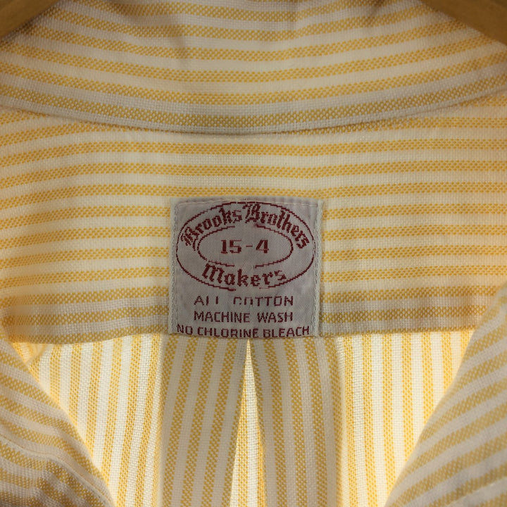 ~70'S Brooks Brothers MAKERS 6-button long sleeve button-down striped shirt made in USA, men's size L, vintage cotton yellow type Vintage Second Hand