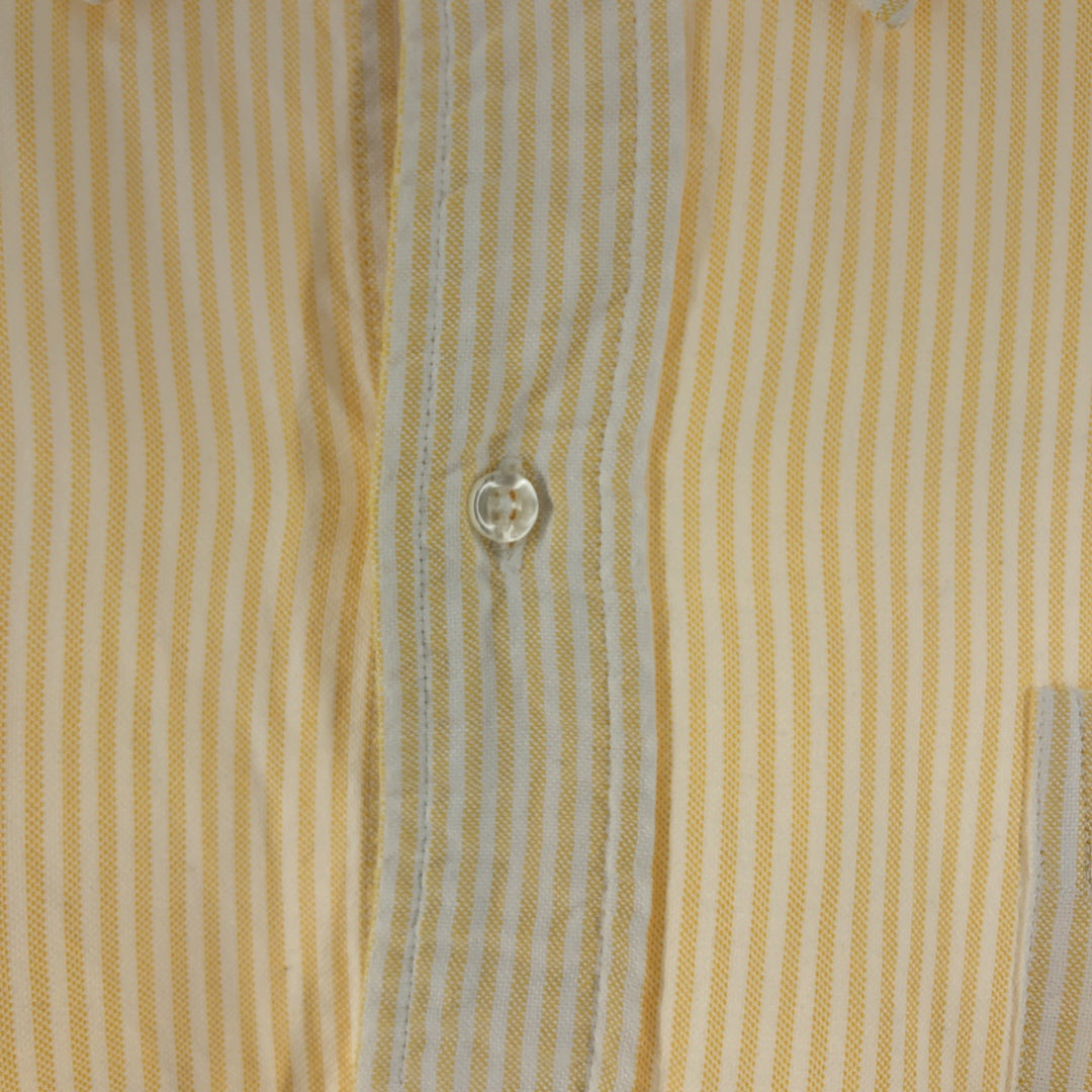 ~70'S Brooks Brothers MAKERS 6-button long sleeve button-down striped shirt made in USA, men's size L, vintage cotton yellow type Vintage Second Hand