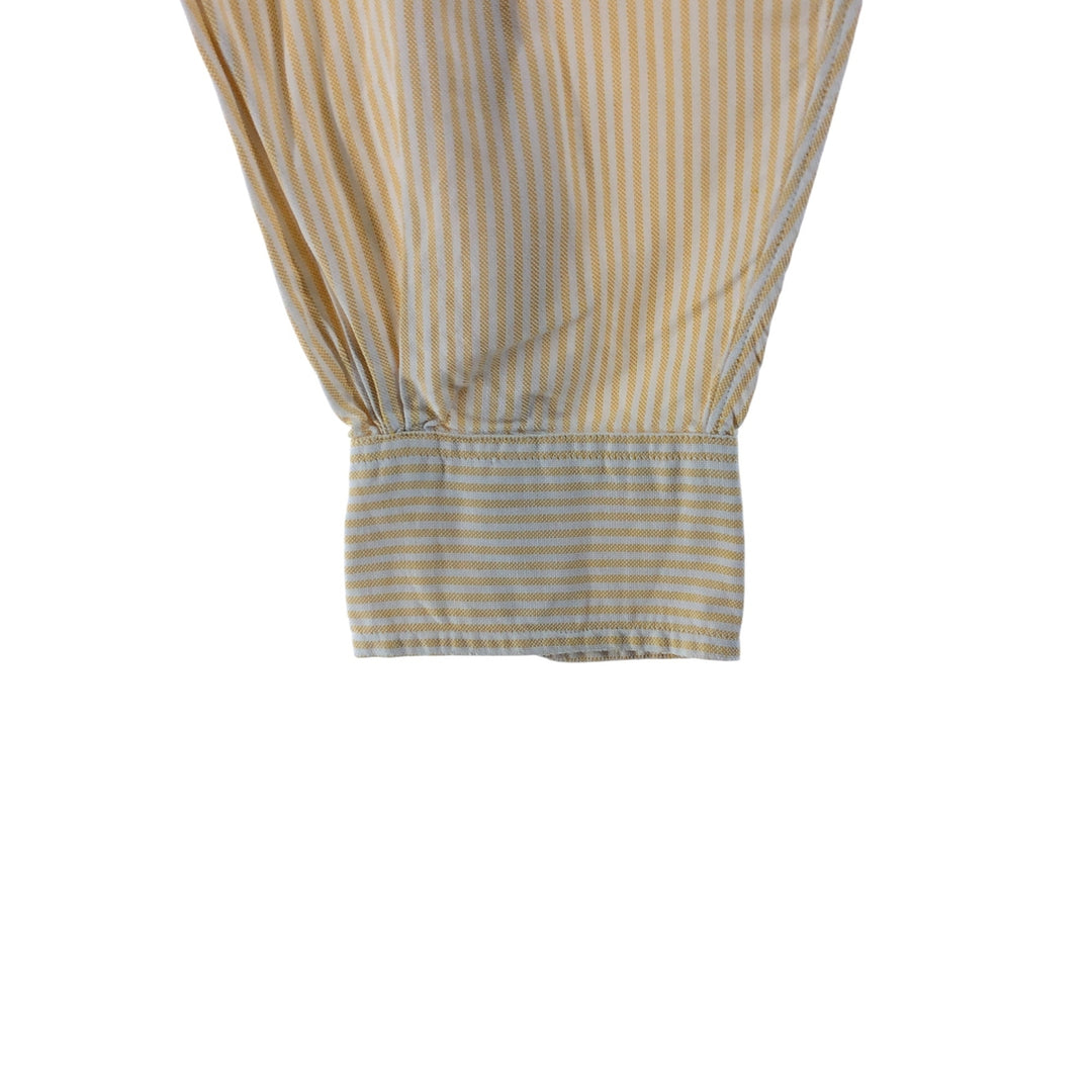 ~70'S Brooks Brothers MAKERS 6-button long sleeve button-down striped shirt made in USA, men's size L, vintage cotton yellow type Vintage Second Hand